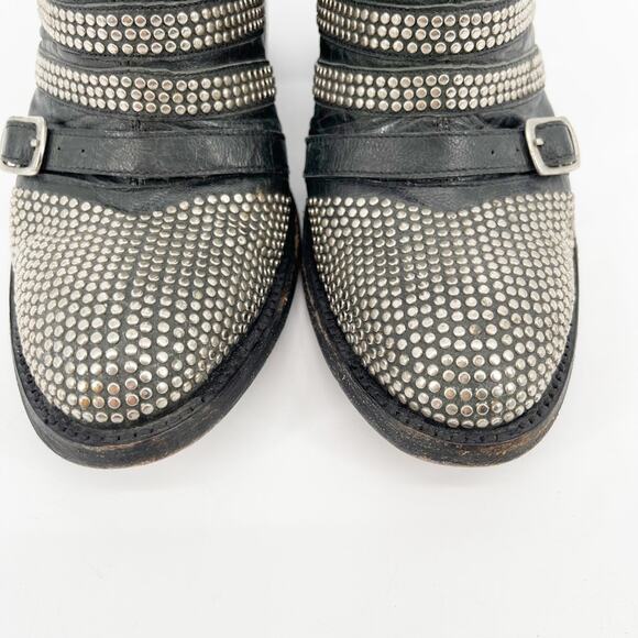 Old Gringo Mexicana Black Leather Celine Studded Western Biker Ankle Bootie sz 7 - Picture 6 of 11